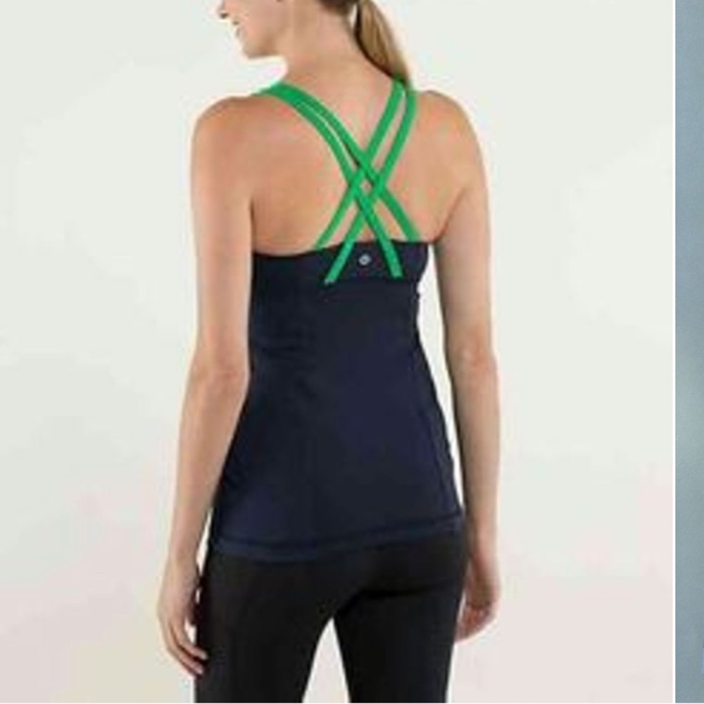 Lululemon Energy Tank Slalom Stripe Inkwell / Inkwell / Green Bean size 6